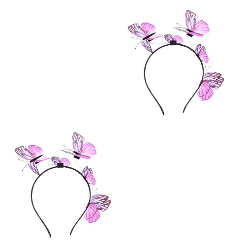 POPETPOP 2 Stk Haarschmuck für den Abschlussball Damen Boho-Outfit Karneval Kleider Stirnband Schmetterlings-Haarband Haarreifen für Mädchen die Blumen Kleidung Schal Antenne Braut Krone von POPETPOP