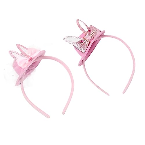 POPETPOP 2St Stirnband haarschmuck rosa Stirnbänder Motorhaube für Kinder Tiara Haarbänder Haarband mit Hasenohren Kopfschmuck mit Hasenohren Erwachsener Kopfbedeckung Kleidung Requisiten von POPETPOP