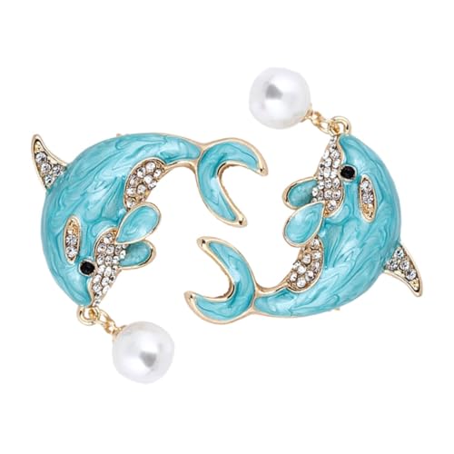 POPETPOP 2 Stück Strass Delfin Broschen mit Perlen Anhänger Marineinspiriert Feine Details Anstecknadeln für Pullover und Schals Modische Damen Schmuckaccessoires von POPETPOP