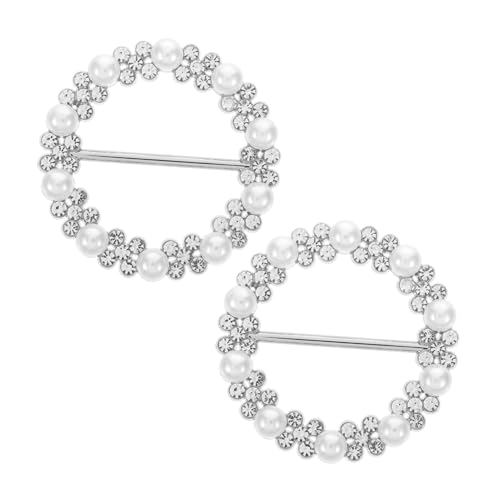 POPETPOP 2 Stück Strass Schalring Modische T Shirt Clips aus Legierung mit Knotenknopf Design Praktische Halstuchspangen für Damen Schmuck Accessoires zur Kleidersicherung von POPETPOP