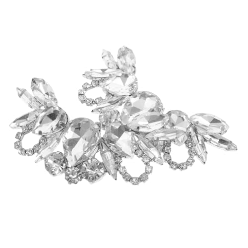 POPETPOP 2 Stück Strass Schuhclips Silber Abnehmbare Dekorative Schuh Broschen für Damen Vielseitige Schuh Accessoires aus Zinklegierung Geeignet für High Heels Ballerinas und Sandalen von POPETPOP