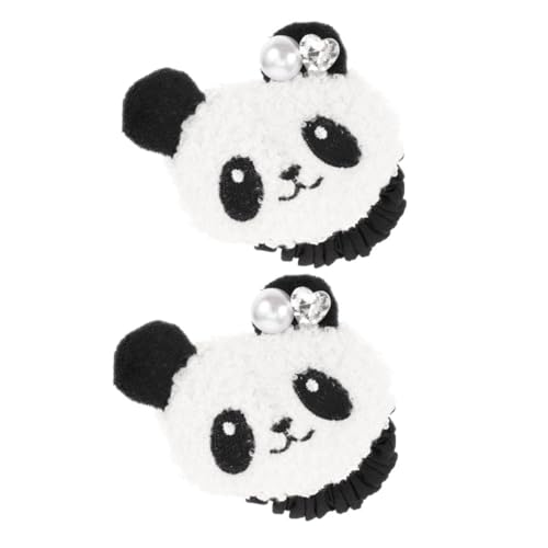 POPETPOP 2 Stück Süße Panda Haargummis mit Hohem Elastizitätsgrad Plüschige Ponytail Halter für Mädchen Strapazierfähige Cartoon Haarbänder Vielseitige und Zuverlässige Haar Accessoires von POPETPOP