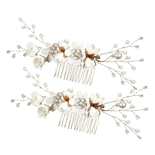 POPETPOP 2 Stück Teiliges Braut Haarkamm mit Blumenmotiv Strahlender Hochzeitsschmuck Leichte Haarkämme für Damen Eleganter Haarschmuck für Hochzeitsgäste und Festliche Anlässe von POPETPOP