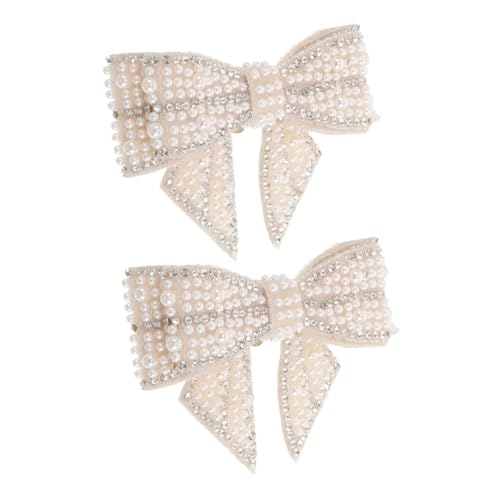 POPETPOP 2 Stück Teiliges Brautschuhe Schmuckset mit Strahlenden Schleifen und Perlen Langlebige Schuhclips zum Einfachen Anbringen DIY Schuhdekoration für Hochzeit und Festliche Anlässe von POPETPOP