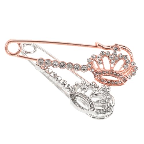 POPETPOP 2 Stück Teiliges Broschen mit Sicherheitsnadel Design Funkelnde Strass Brosche für Strickjacken Schals und Pullover Schmucknadeln in Roségold und Weiß K Antirutschfest und von POPETPOP