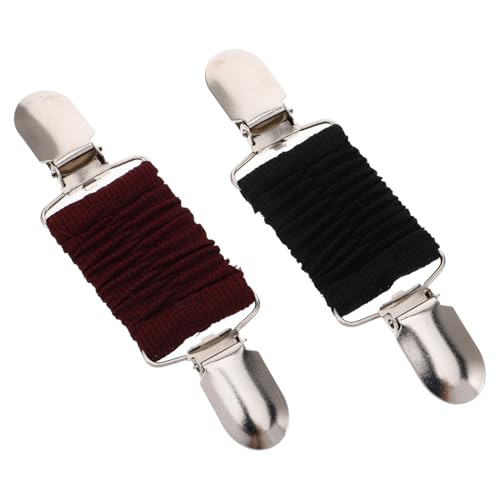 POPETPOP 2 Stück Teiliges Damen Kleid Cinch Clips Elastische Taillen und Rückenclip für Pullover Cardigan und Schals Vielseitige Kleidungsklammern in Schwarz und Weinrot Rutschfest und von POPETPOP