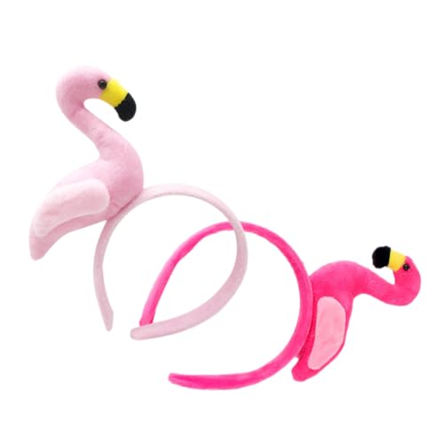 POPETPOP 2 Stück Teiliges Flamingo Stirnband Plüsch Haarreifen Tier Haarband für Party Kostüm Festliche Kopfbedeckung Rosa Mottoparty Zubehör für Erwachsene von POPETPOP