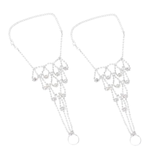 POPETPOP 2 Stück Teiliges Fußkettchen für Damen mit Funkelnden Strasssteinen Verstellbare Strand Fußkette Leichter Schmuck für Sommer Hochzeit und Alltag Modisches Accessoire für Damenfüße von POPETPOP