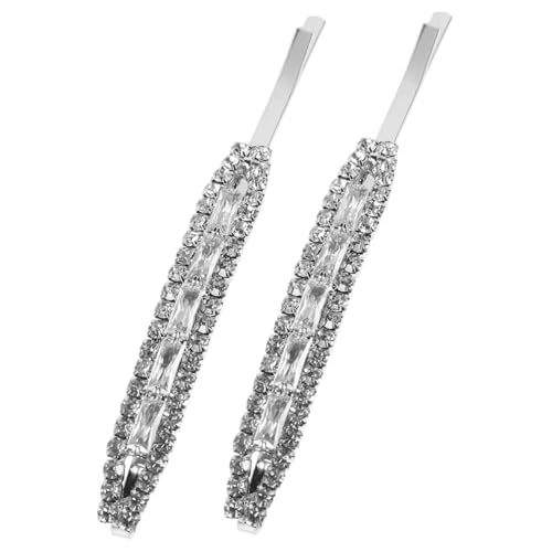 POPETPOP 2 Stück Teiliges Glitzernde Strass Haarspangen für Damen Stylishe Snap Clips mit Sicherem Halt Braut Haarschmuck für Hochzeit und Alltag Silberfarbene Accessoires von POPETPOP