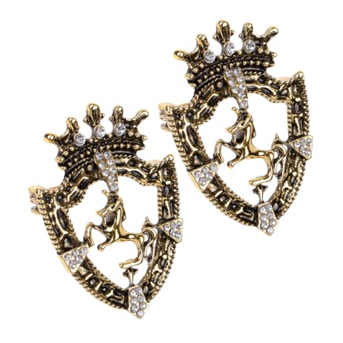 POPETPOP 2 Stück Teiliges Herren Broschen Set Kronenform Vintage Zinklegierung mit Strass Anstecknadeln für Anzug Hochzeit Party Antik Goldfarbene Revers Pins Stilvolle Schmuck Accessoires von POPETPOP