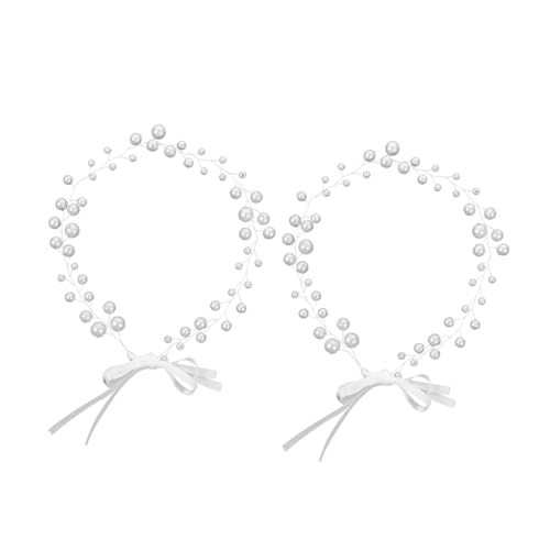 POPETPOP 2 Stück Teiliges Perlen Haarband für Bräute Feiner Brautschmuck mit Silbernem Draht Zarte Kopfbedeckung für Hochzeiten Brautjungfern und Festliche Anlässe von POPETPOP