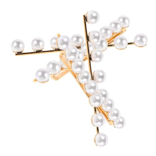 POPETPOP 2 Stück Teiliges Perlen Haarnadeln Damen Kleine Haarspangen mit Kreuz Design für Vielseitige Frisuren und Ponyfixierung Leicht Modisch Tragbar für Alltag und Besondere Anlässe von POPETPOP