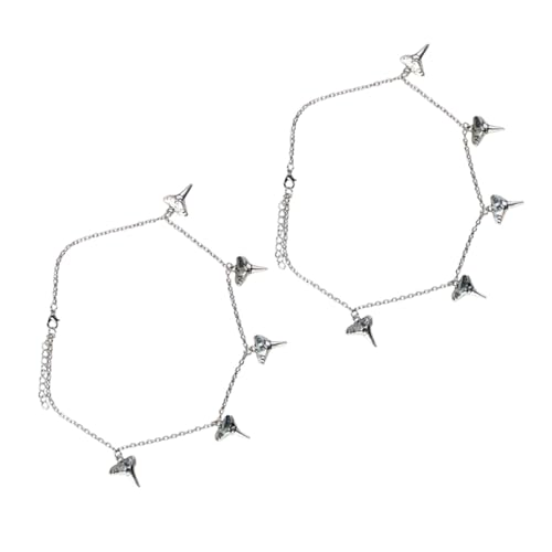 POPETPOP 2 Stück Teiliges Punk Halskette aus Langlebiger Zinklegierung mit Haifischzahn Design Stylische Hip Hop Schmuckaccessoires für Herren Leicht und Angenehm zu Tragen für Punk und von POPETPOP