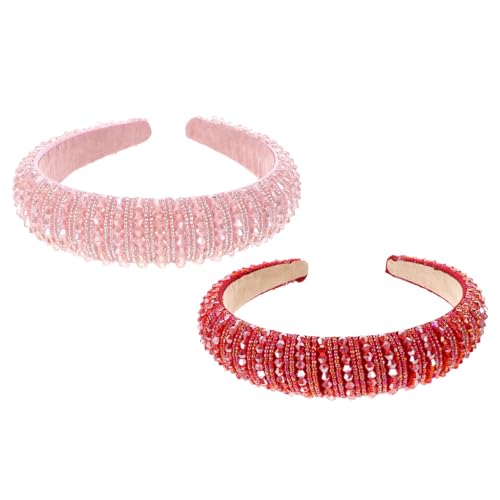 POPETPOP 2 Stück Teiliges Strass haarband mit Kristallperlen Breiter und Bequemer Haarreif Handgefertigt Elegant für Braut Hochzeit Party und Festliche Anlässe Damen Haarschmuck in Rot POPETPOP 2 Stück Teiliges Strass haarband mit Kristallperlen Breiter und Bequemer Haarreif Handgefertigt Elegant für Braut Hochzeit Party und Festliche Anlässe Damen Haarschmuck in Rot von POPETPOP