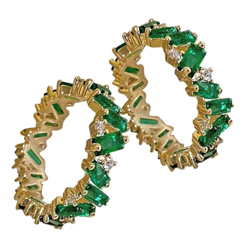 POPETPOP 2 Stück Verstellbare Grüne Zirkonringe Damen Schmuck Fingerringe Minimalist für Muttertag Geburtstag Valentinstag Hochzeit Engagement von POPETPOP