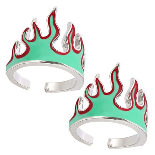 POPETPOP 2 Stück Verstellbarer Flammenring aus Langlebigem für Damen und Herren Modischer Offener Schmuck Dekorativer Statement Ring Leicht und Alltagstauglich für Freunde von POPETPOP
