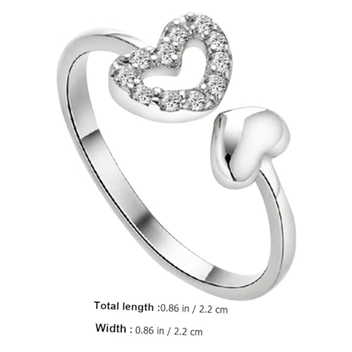 POPETPOP 2 Stück Verstellbarer Herz Ring Damen Offener Fingerring Schmuck Elegant Alltag Hochzeit Party von POPETPOP