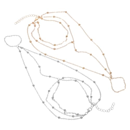 POPETPOP 2 Stück Verstellbares Damen Fußkettchen mit Metallkugeln Langlebige Verformungsbeständige Knöchelkette für Teenager Klassisches Design Geeignet für Strandparty und Alltag von POPETPOP