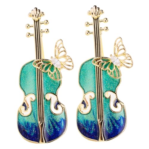 POPETPOP 2 Stück Vintage Blaue Geigenbrosche Retro Musik Schmuck Pin für Kleidung Schals Anzüge Gefertigt Leicht und Vielseitig als für Musikliebhaber von POPETPOP