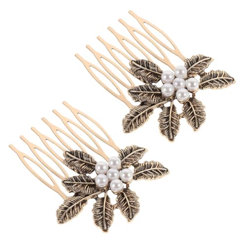 POPETPOP 2 Stück Vintage Haarkämme mit Blattmotiv Haarnadeln für Hochzeit und Brautjungfern Dekorative Retro Haarschmuck Clips für Frauen und Mädchen Vielseitig Einsetzbar von POPETPOP