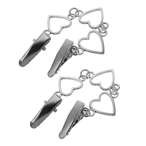 POPETPOP 2 Stück Vintage Herz Ketten Kragenclips aus Langlebiger Zinklegierung Retro Pullover und Cardigan Verschluss für Damen und Mädchen Funktionale Blusenclips für Eleganten Look von POPETPOP