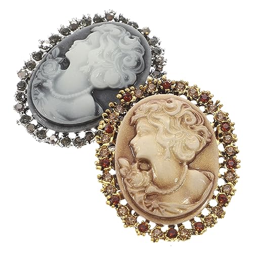 POPETPOP 2 Stück Vintage Strass Broschen Pin Teilig mit Funkelnden Wassersteinen Edle Anstecknadeln für Damen und Mädchen Reversbrosche für Kleidung Jacken Rucksäcke und Hüte von POPETPOP