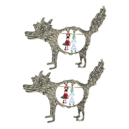 POPETPOP 2 Stück Vintage Wolf Kopf Brosche aus Langlebiger Zinklegierung Anstecknadel für Hemd Jacke Hut und Tasche Vielseitiges Herren Accessoire mit Nostalgischem von POPETPOP