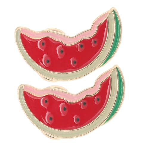 POPETPOP 2 Stück Wassermelonen Broschen aus Legierung Verspielte Frucht Anstecker Vielseitige Kleidungsnadeln Schal Clips für Damen Schmuck Pins Fruchtiges Accessoire von POPETPOP