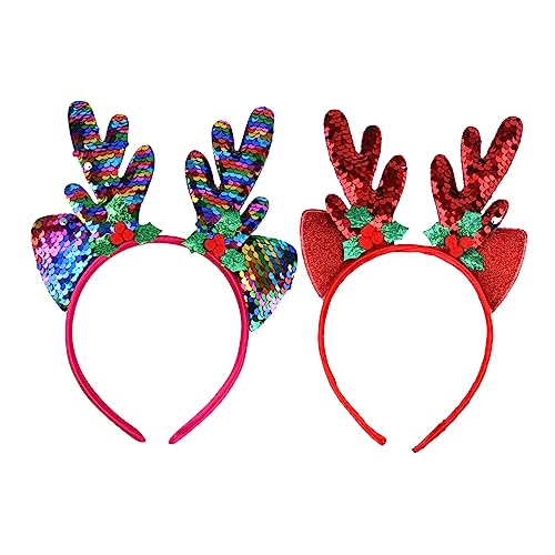 POPETPOP 2 Stück Weihnachts-Stirnband Feiertags-Cartoon-Hairhoop Hirschgeweih Weihnachts-Kopfschmuck Weihnachts-Stirnband Für Haargummis Für Kinder Weihnachts-Haar-Accessoires Miss von POPETPOP