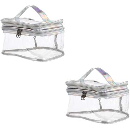 POPETPOP Transparente Schminktasche 2-Teilige Hand-Kosmetiktasche Make-Up-Set Für Mädchen Kosmetik-Organizer Transparente Reise-Make-Up-Tasche Reise-Make-Up-Tasche Reise-Make-Up-Tasche von POPETPOP