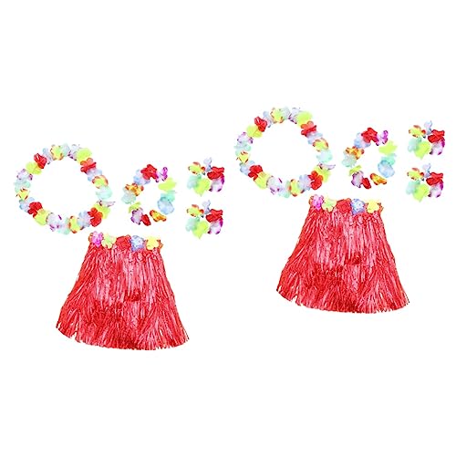 POPETPOP 2-Teiliges Set Kinderarmband für Mädchen Kleid für den Sommer Damenröcke eine Halskette Luau Partyrock Hawaiischer Partyrock bilden Grasröcke Tischrock Kleidungsset Bankett Kranz von POPETPOP