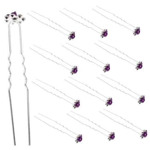 POPETPOP 20 Stk Goody Haarspangen Für Frauen Haarschmuck Steinchen Zopf Geflochten Haarnadelstock Retro-haarnadeln Perlenhaarspangen Kopfbedeckung Retro Violett Haargabel Jahrgang Braut von POPETPOP