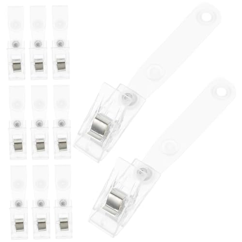 POPETPOP 20 Stück Kleine Ausweisclips mit Doppeltem Loch und Klarem Kunststoffband Einfach zu Befestigende Badge Holder Clips für Namensschilder und Dienstausweis Halter Vielseitig und von POPETPOP