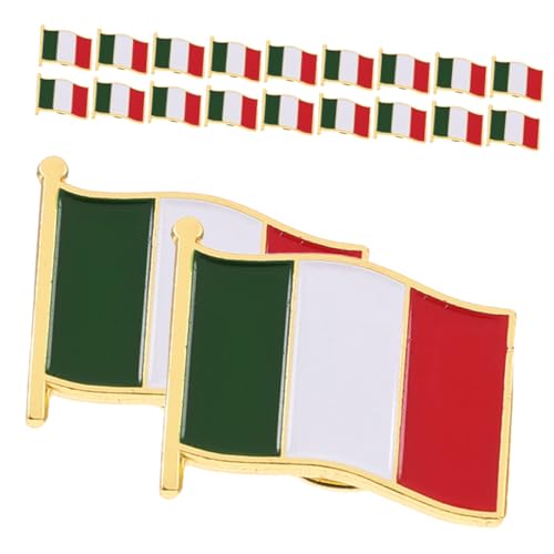POPETPOP 20 Stück Teiliges Italienische Flagge Broschen aus Langlebigem Anstecknadeln für Kleidung Rucksäcke und Anzüge Robuste Patriotische Anstecker mit Glatter Oberfläche und Stabilem von POPETPOP