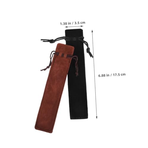 POPETPOP 20 Stück Teiliges Kordelzug Stiftbeutel aus Doppelseitig Dickem Plüsch Kratzfestes Tragbares Federmäppchen in Schwarz und Braun Elegante Geschenkverpackung für Füller und von POPETPOP