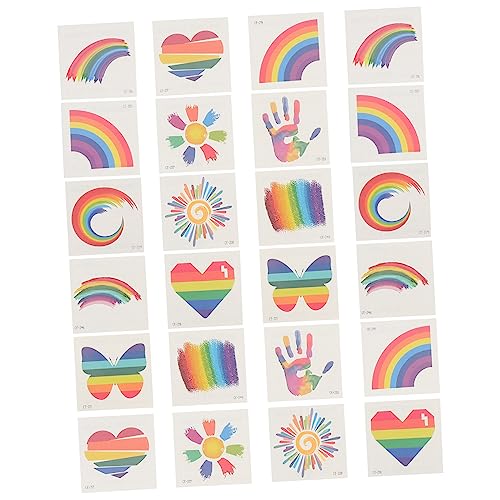 POPETPOP 24 Stück Gesichtsaufkleber Lgbt-Aufkleber Niedliche Stolzaufkleber Gefälschter Look Echt Langlebig Gefälschte Kinder Mexikanische Halloween-Tattoos Ainbow Fae E von POPETPOP