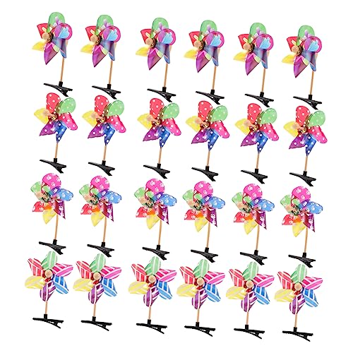 POPETPOP 24 Stück Teiliges Bunte Windrad Haarspangen für Damen Mädchen Robuste Duckbill Haarklammern Rutschfeste Haarclips Vielseitiger Haarschmuck für Alltag und Festtage von POPETPOP
