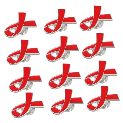 POPETPOP 25 Stück Teiliges Rote Satin Schleifen Anstecknadeln Brustkrebs Bewusstseinsbroschen Haltbare Wohltätigkeits Pins zur Gesundheitsprävention Elegantes Design für Frauen und von POPETPOP
