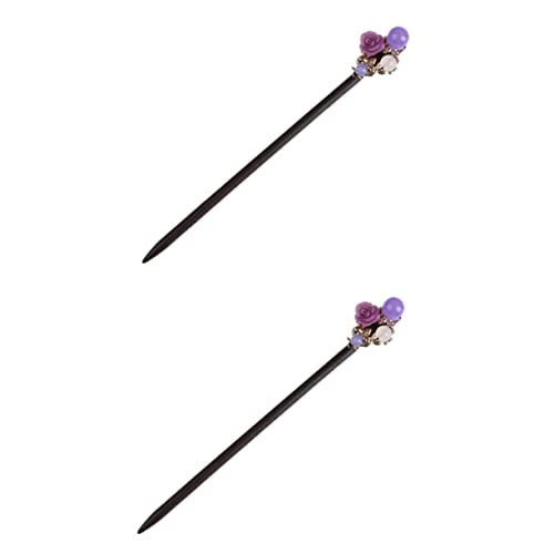 POPETPOP 2St Haarschmuck die chinesen legstasy Blumenhaarspangen für Haarstäbchen für dickes Haar chinesische Essstäbchen dekorative Haarspangen für Damen Kristallblumen-Haarnadel von POPETPOP