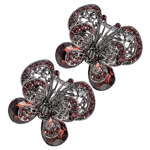 POPETPOP Haarschmuck 2st Haarspange Aus Metallkristall Haarspangen Für Damen Haarklemme Haar Klaue Retro-haarfang Kleine Haarspange Strass Einfach Fräulein Griffigkeit Kristall Violett von POPETPOP