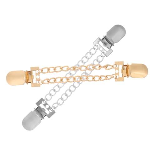 POPETPOP 2Stücke Damen Schal Clips mit Metallkette Cardigan Broschen zur Sicherung von Kleidern Pullovern Zeitloses Design für Outfit von POPETPOP