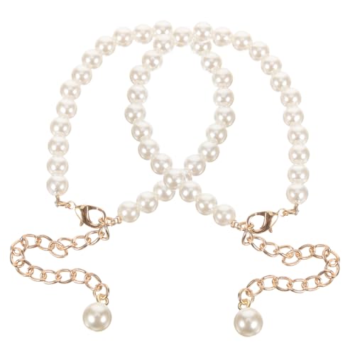 POPETPOP 2 Stück Fersenriemen für High Heels Abnehmbare Perlen Schuhriemen Elastische Knöchelriemen für Damen Dekorative Fersenriemen Rutschfest und Hautfreundlich von POPETPOP