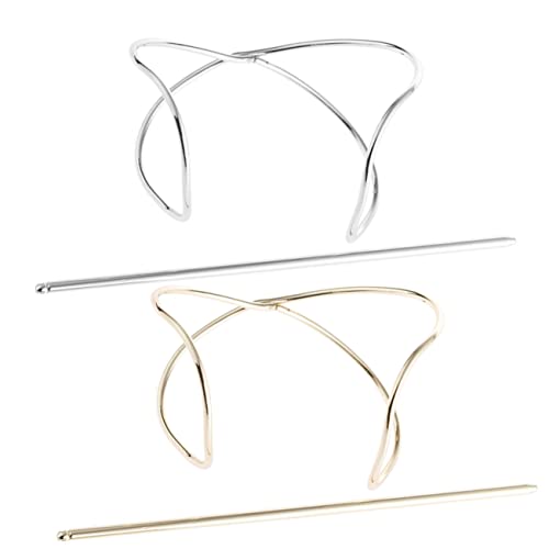 POPETPOP 2 Stücke Goldene Haarspange Haarnadeln Dutt Halter für Damen Metall Haarstäbe für Frisuren Vintage Haarknoten Accessoires von POPETPOP