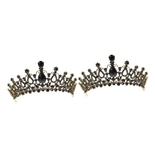 POPETPOP 2st Barocke Krone Geburtstagskrone Blumenkrone Schwarze Diademe Und Kronen Für Frauen Schwarze Hochzeitsdeko Perlenhochzeitskopfschmuck Prinzessin Schmuck Gotisch Black Legierung von POPETPOP
