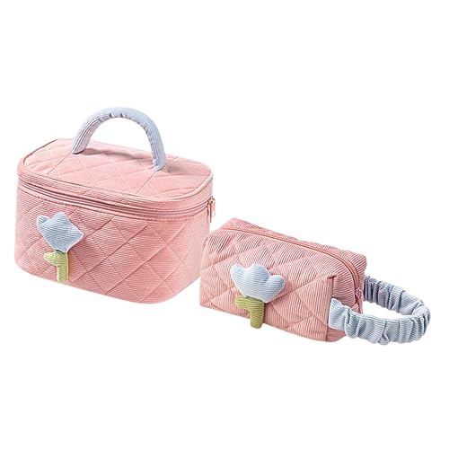 POPETPOP 2st Kosmetiktasche Aus Cord - Für Schminksets Für Damen Reise-kulturbeutel Für Damen Süße Schminktasche Schminktäschchen Aus Cord Makeup Pouch Die Blumen Fräulein Blumendekoration von POPETPOP