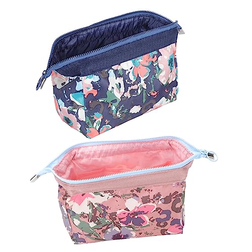 POPETPOP 2st Multifunktion Ale Aufbewahrung Tasche Etui Blumen-Kosmetiktasche Süßes Federmäppchen Peachloft-Kosmetiktasche Kulturbeutel Aufbewahrungstaschen Mädchen Nylon Wasserdicht von POPETPOP