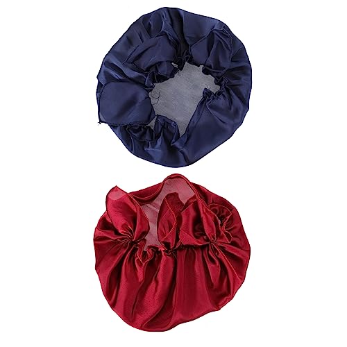 POPETPOP 2st Nachtmütze Aus Satin Salon Satin Bonnet Cap Schlaf Satin Motorhaube Satin Schlaf Kappe Satin Kopf Kappe Halstuch Damen Seide Dusche Kappe Nachts Haartuch Polyester Fräulein von POPETPOP