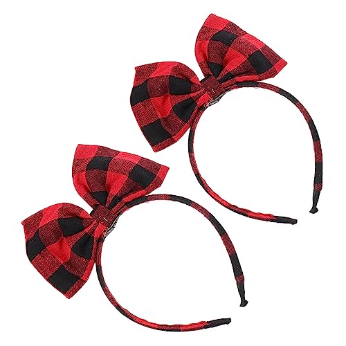 POPETPOP 2st Schleife Stirnband Party Bowknot Bowknot-haarband Haarschleife Bowknot-stirnbänder Für Frauen Karierter Schleifen-haarreifen Rote Schleife Babykostüm Schal Stoff Damen Krawatte von POPETPOP