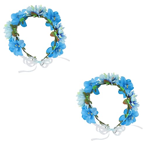 POPETPOP 2st Schmetterlingsblumen-stirnband Hawaiianische Blumenkrone Blumenkranz Stirnband Boho Floraler Kopfkranz Blumenkopfschmuck Haarschmuck Einstellbar Stoff Schleife Mädchen von POPETPOP