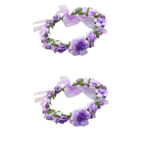 POPETPOP Die Trauzeugen 2st Stirnband Für Blumenmädchen Stutzenhalter Anzugtasche Blumenstirnbänder Für Mädchen Floraler Kopfschmuck Blumenmädchenkrone Violett Hochzeit Braut Brautjungfer von POPETPOP